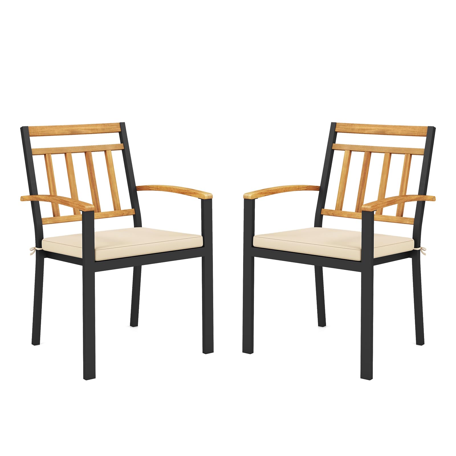 Chaise de Salle à Manger Tangkula pour Patio, Lot de 2 ou 4 Chaises d'Extérieur en Métal
